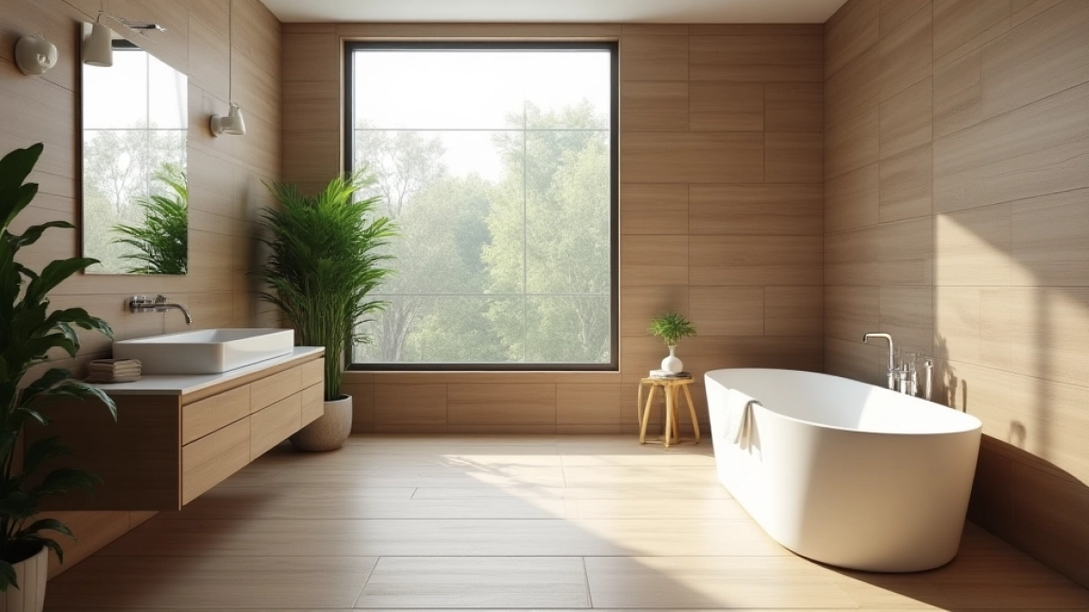 aranżacja łazienki płytki drewnopodobne