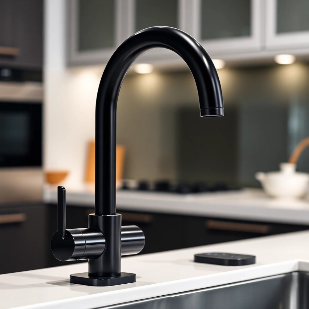 Bateria Kuchenna Czarna Wyciąganą Wylewką