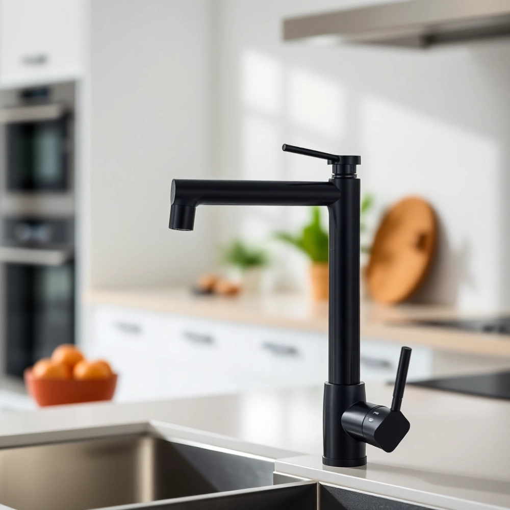 Bateria kuchenna czarna z wyciąganą wylewką Grohe