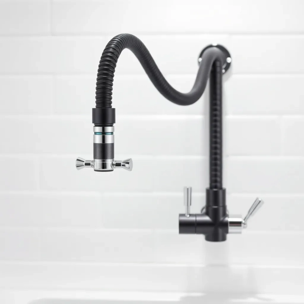 Bateria kuchenna ścienna z elastyczna wylewka