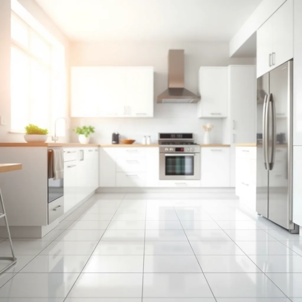 Białe płytki podłogowe do kuchni