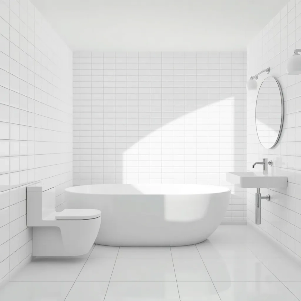 Białe płytki podłogowe do łazienki