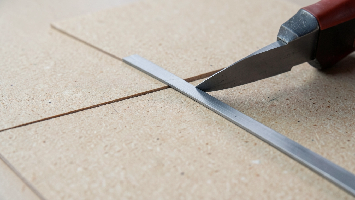 Cięcie arkuszy linoleum na zakładkę