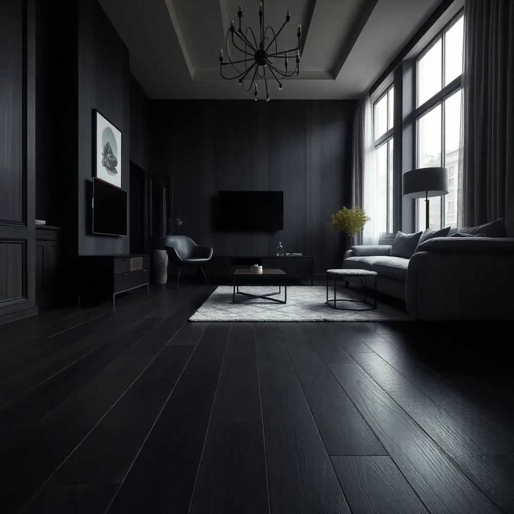 Ciemną podłoga w salonie