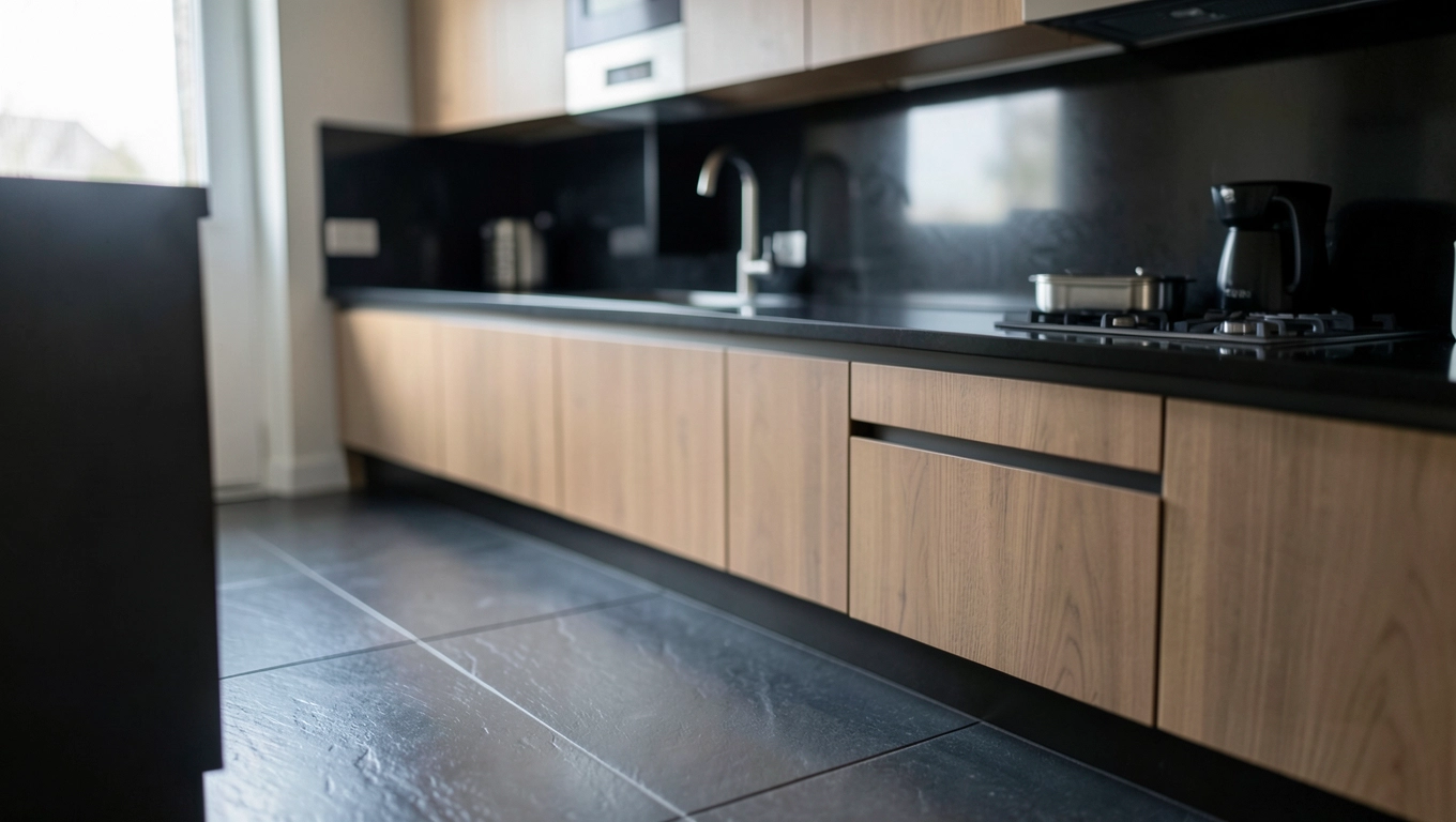 ciemne płytki w kuchni