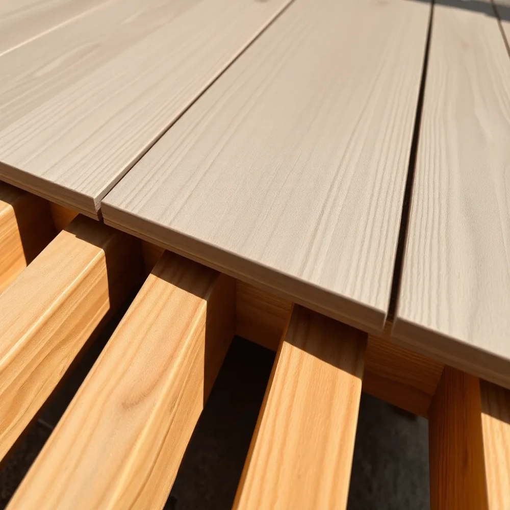 Deska kompozytową na drewnianych legarach