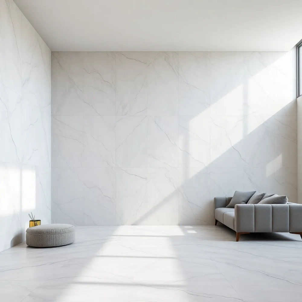 Duże płytki na ścianę do salonu