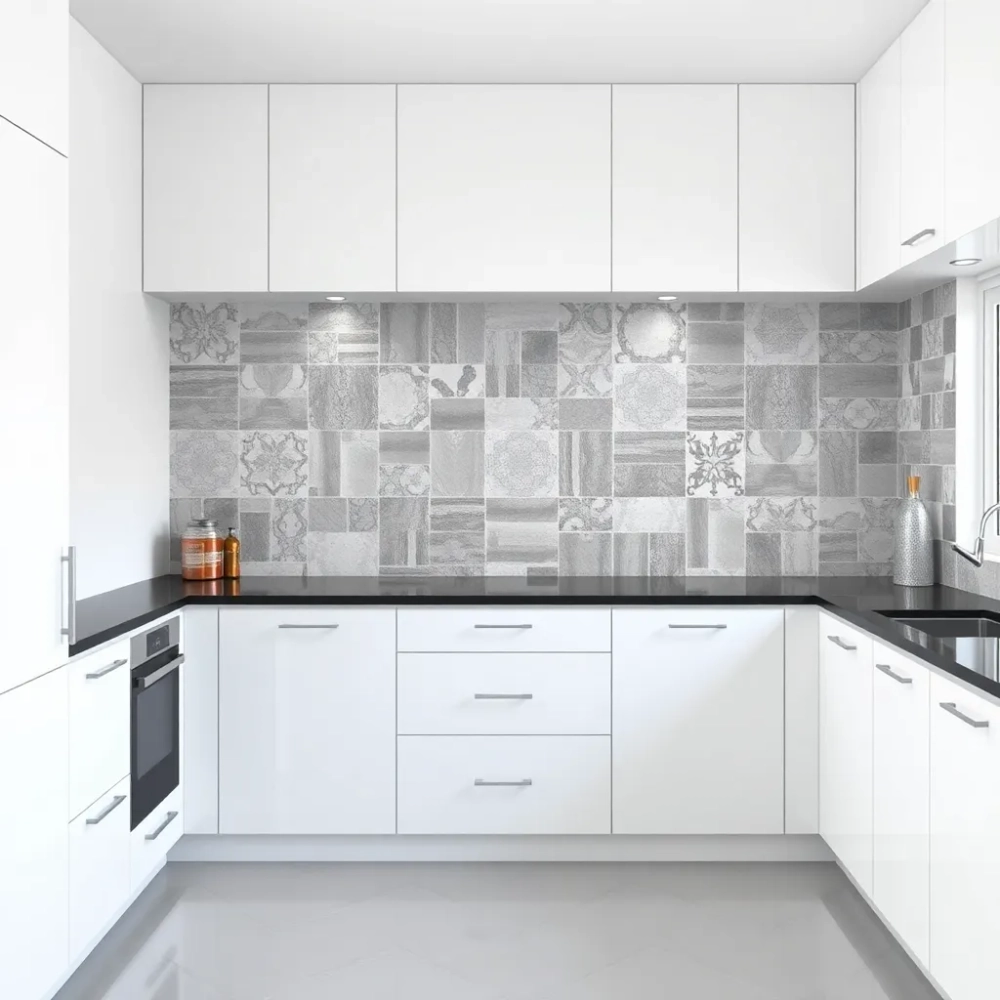 Jakie płytki do białej kuchni z czarnym blatem