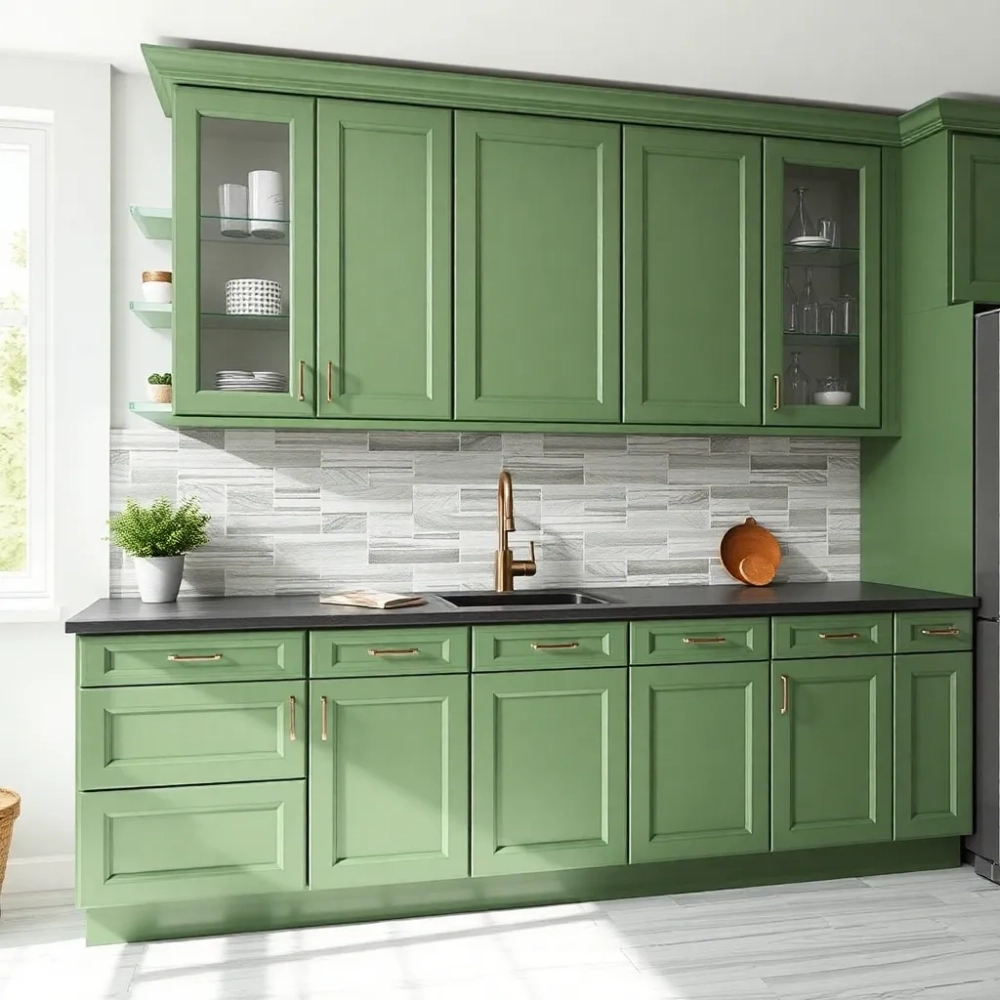 Jakie płytki do zielonych mebli kuchennych