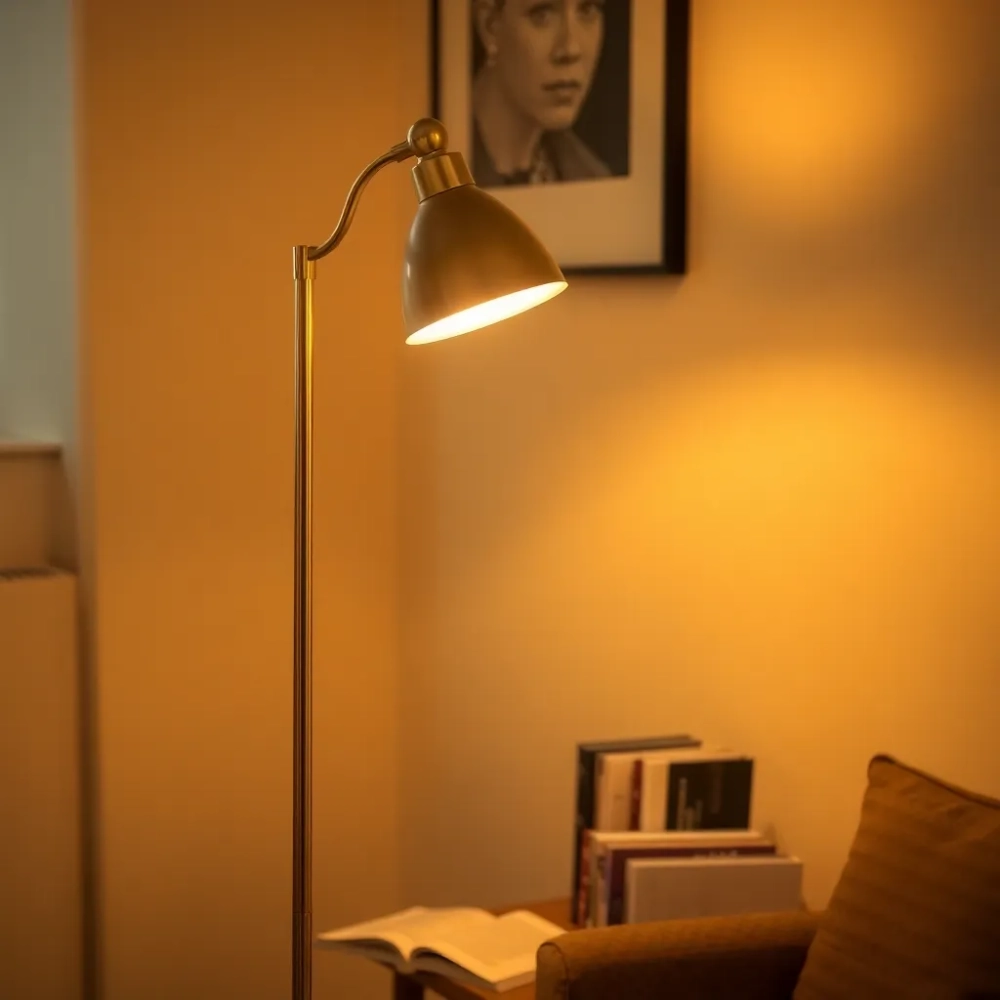 Lampa podłogowa złota do czytania