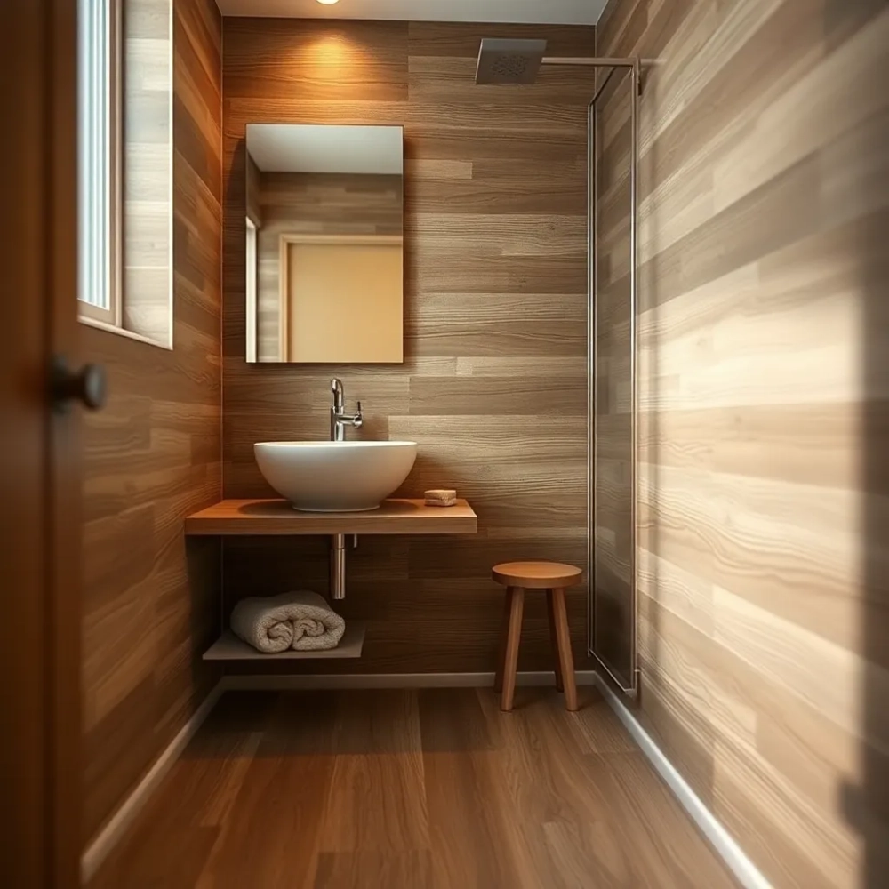 Mała łazienka płytki drewnopodobne