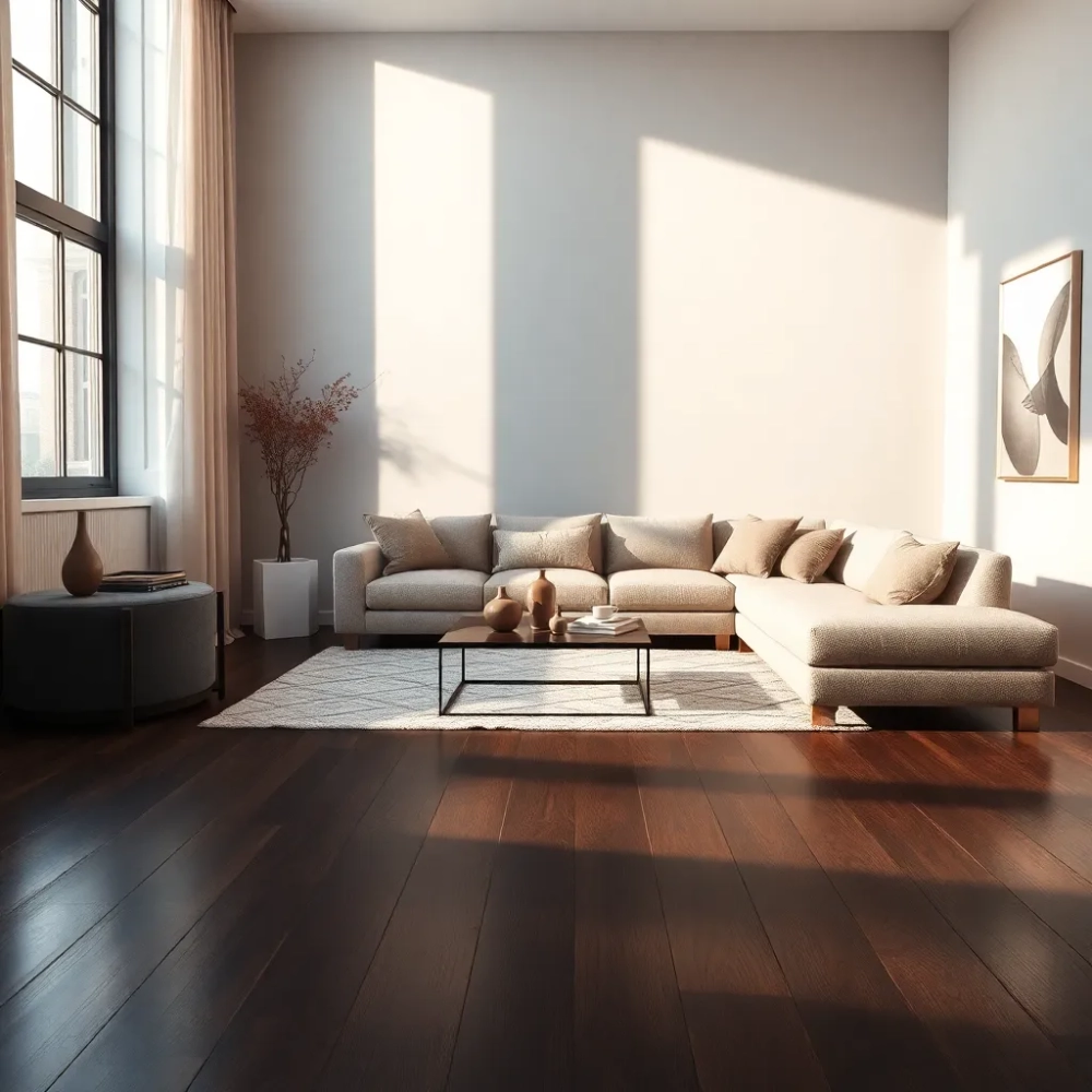 Mieszkanie z ciemna podłoga