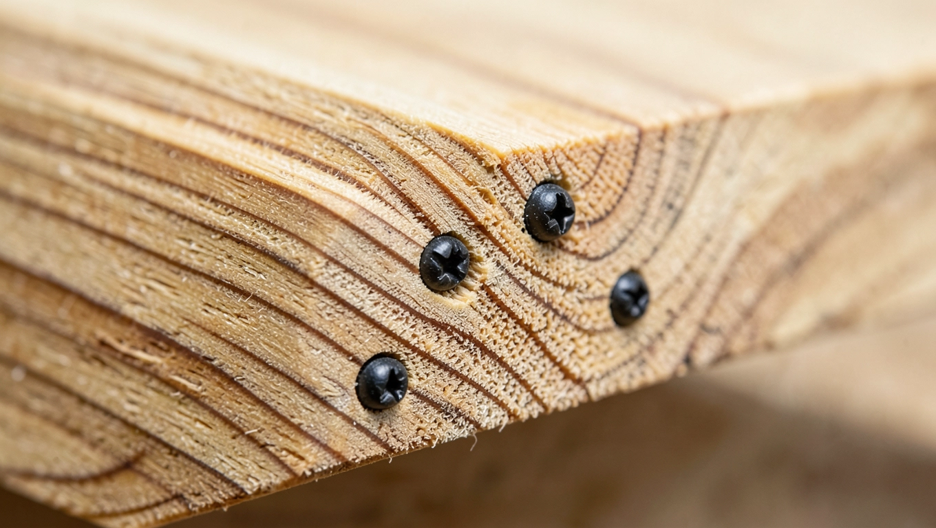 Mocne połączenie pióra-wpustu czarnymi wkrętami