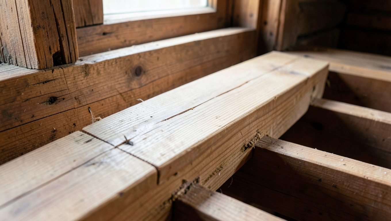 Montaż deski sosnowej na legarach