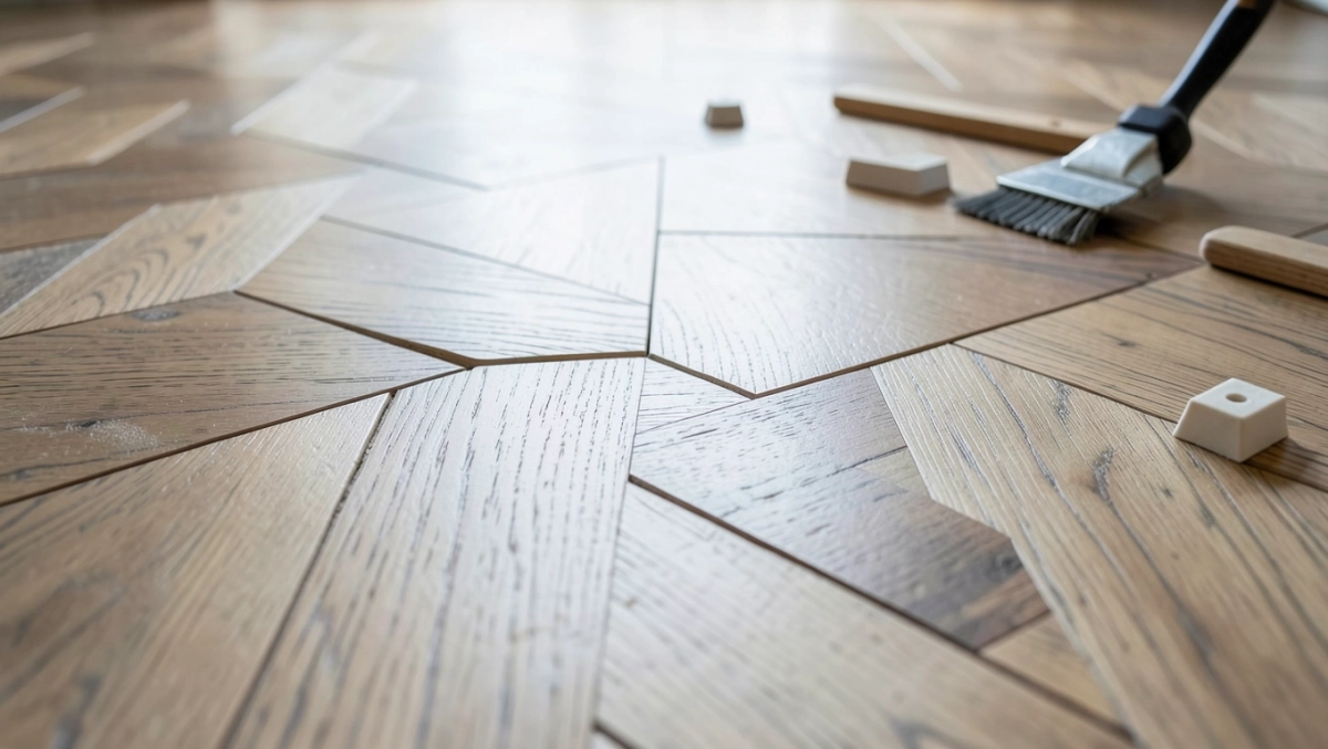 montaż paneli winylowych w jodełkę