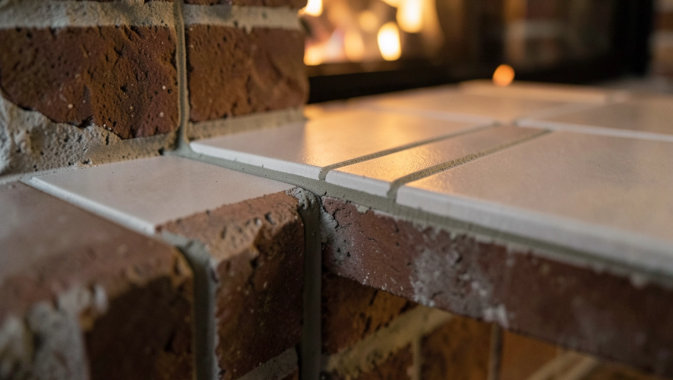 Montaż płytek gresowych na kominku