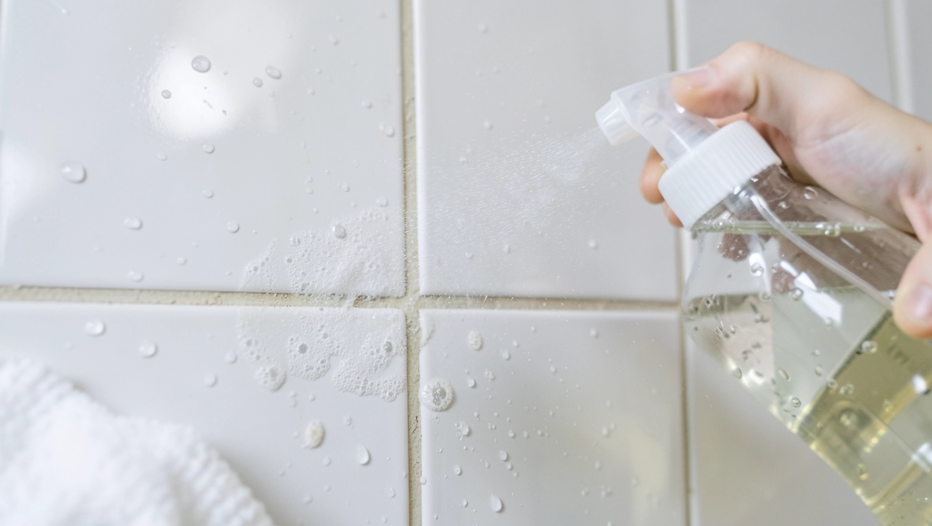 Mycie płytek octem i wodą w łazience