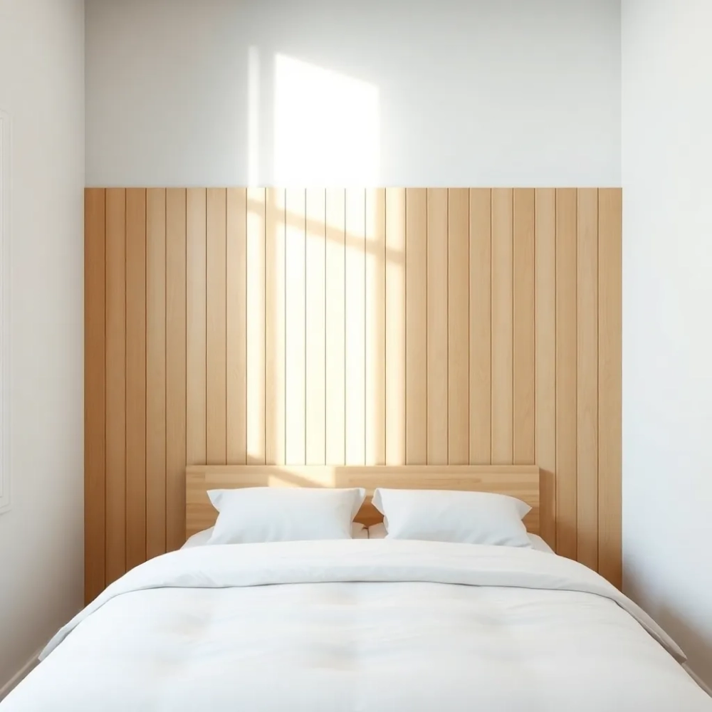 Panele drewniane na ścianie w sypialni
