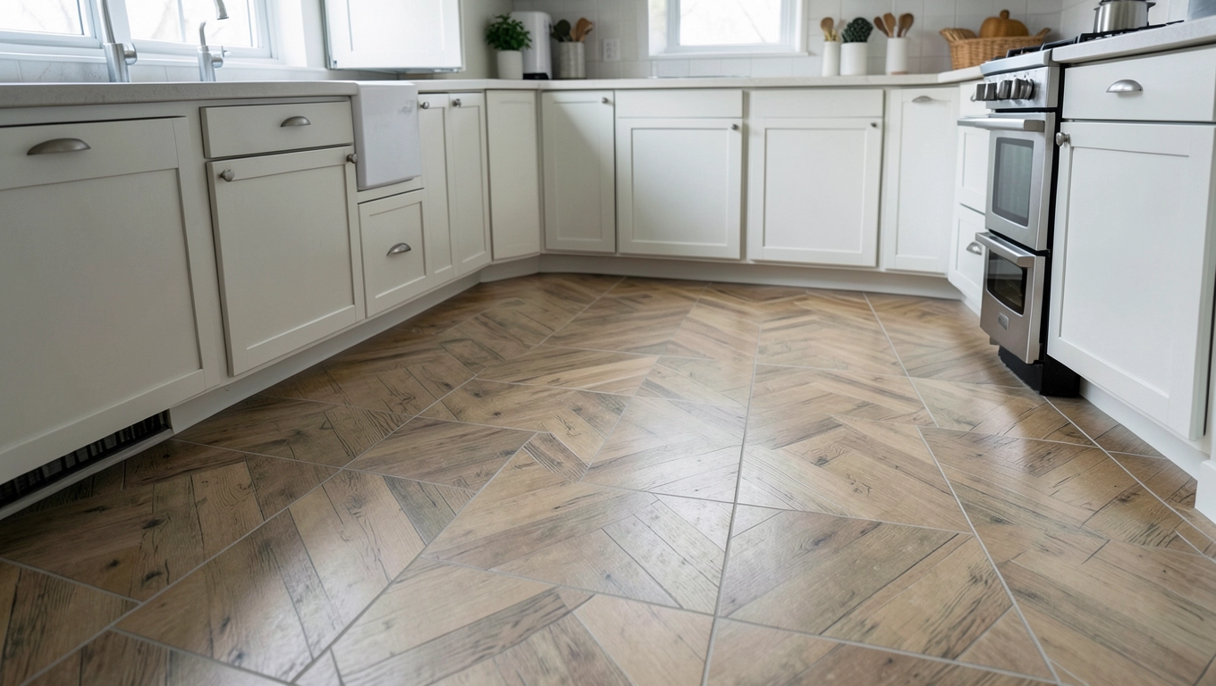 Płytki drewnopodobne na podłogę kuchenną
