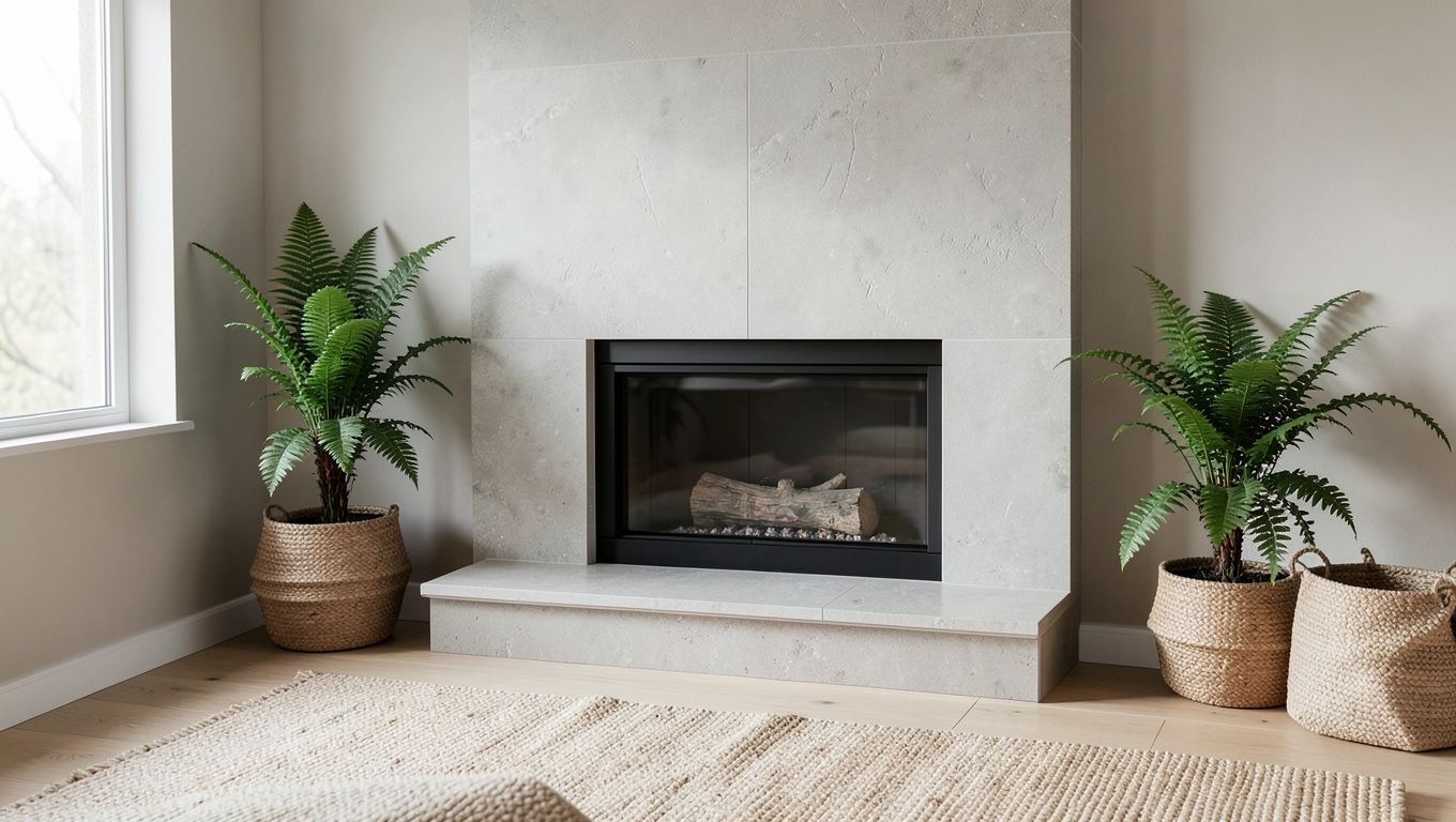 Płytki gresowe na kominek a styl wnętrza