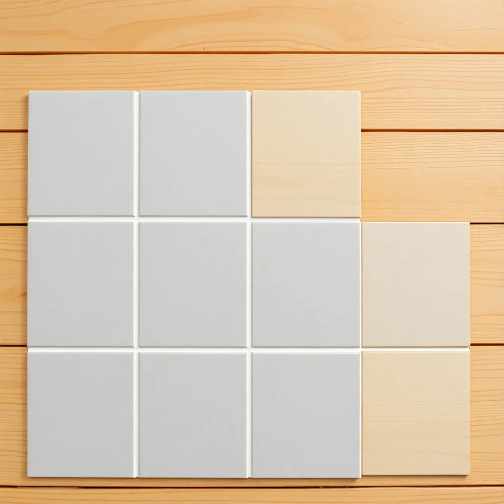 Płytki na drewnianej ścianie