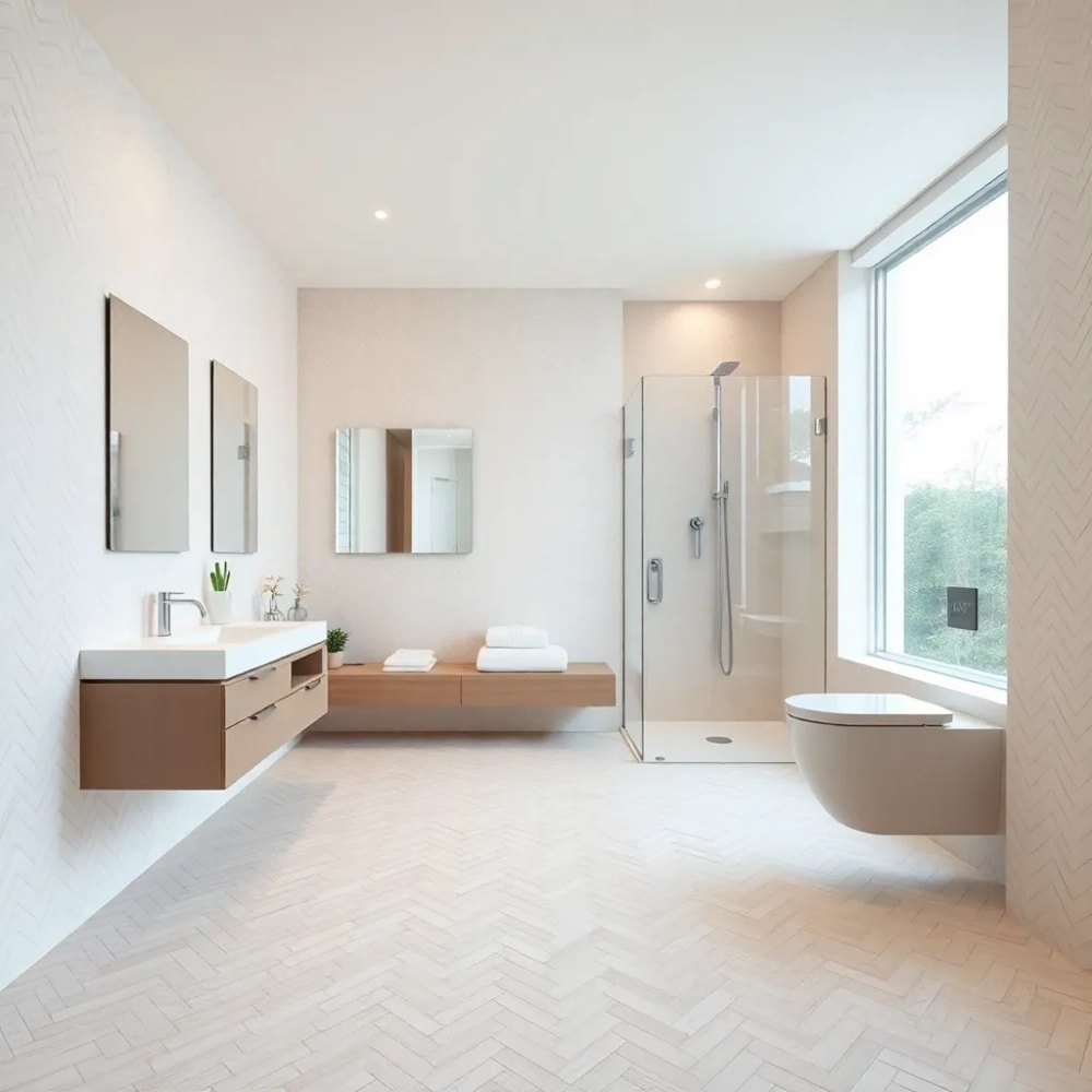 Płytki w jodełkę łazienka