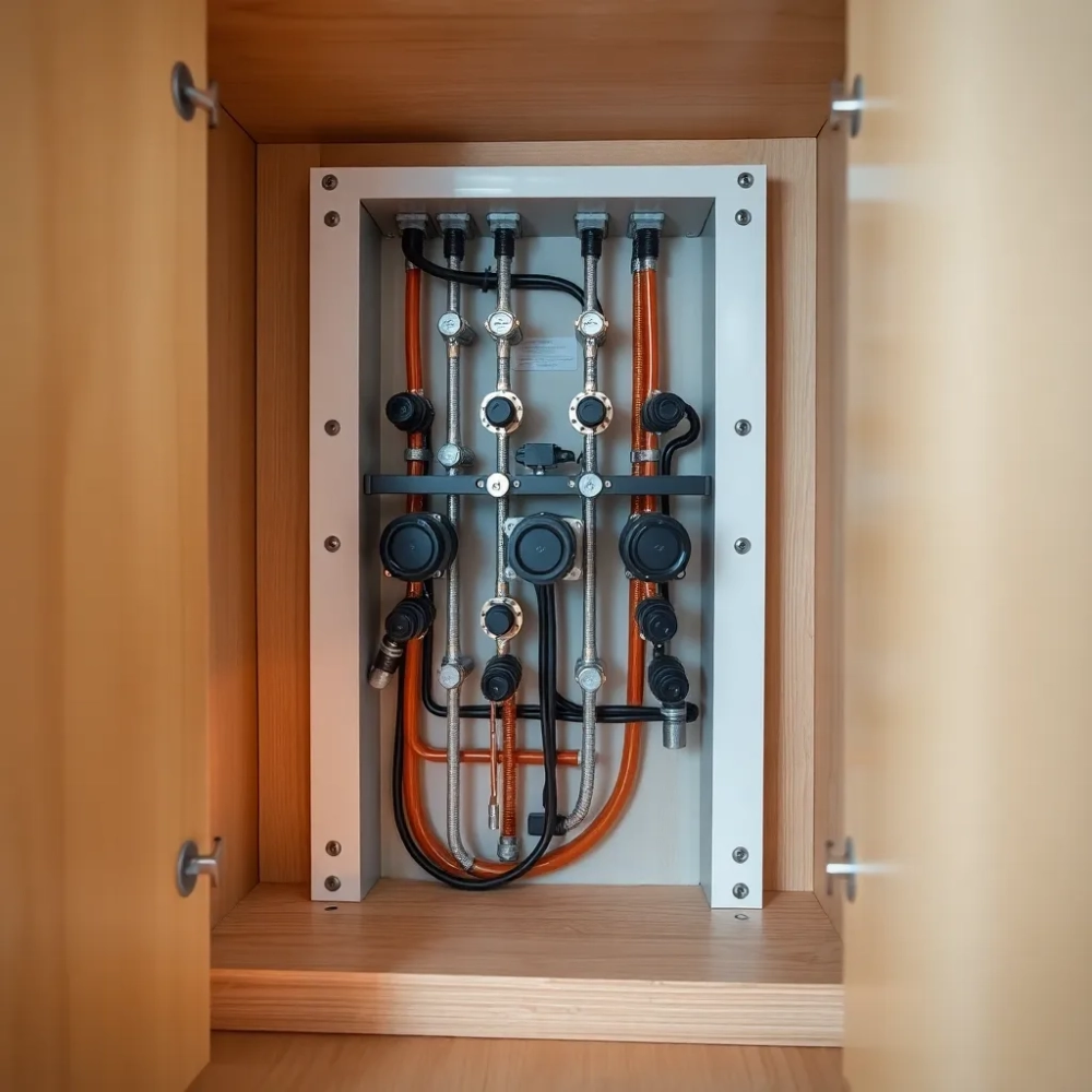 Rozdzielacz do podłogówki 7 sekcji z szafką