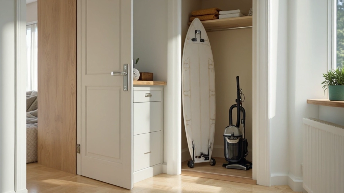 schowek na deskę do prasowania w szafie