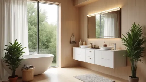 aranżacje łazienek płytki drewnopodobne