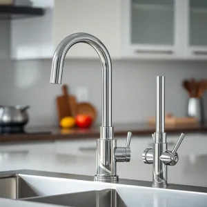 Bateria kuchenna chrom z wyciąganą wylewką