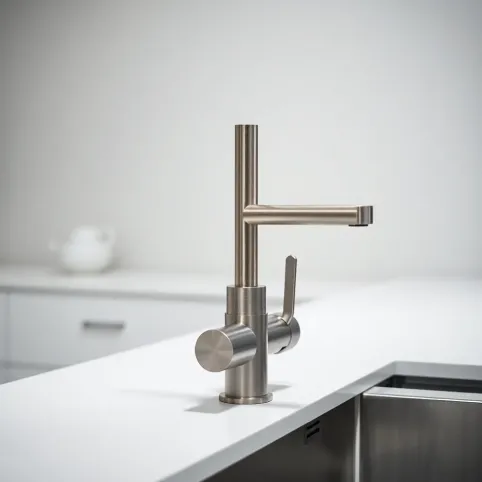 Bateria kuchenna z wyciąganą wylewką stal szczotkowana