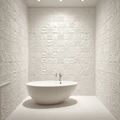 Białe płytki 3D do łazienki