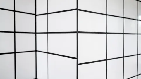 białe płytki czarna fuga łazienka