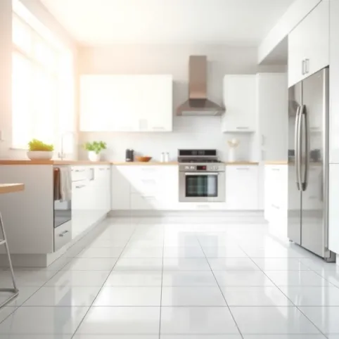 Białe płytki podłogowe do kuchni