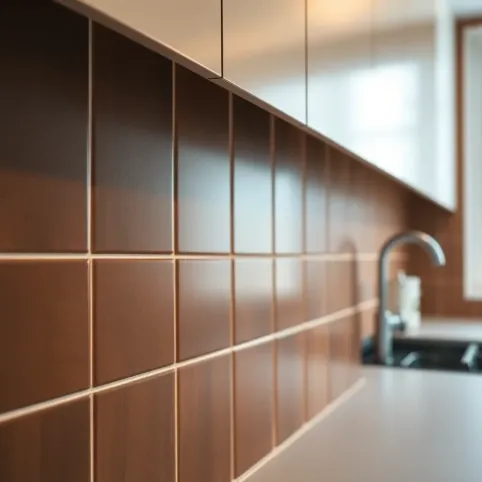 Brązowe płytki do kuchni na ścianę