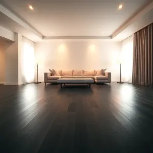 Ciemną podłogą w salonie aranżacje