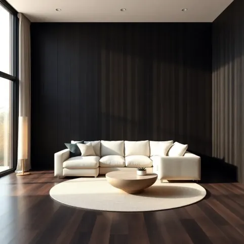 Ciemne panele w salonie