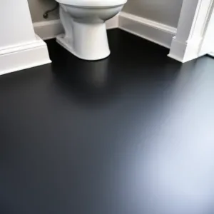 Czarna podłoga w małej łazience