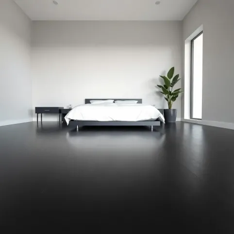 Czarna podłoga w sypialni