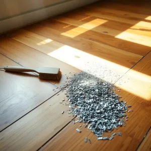 Czyszczenie drewnianej podłogi za pomocą metalowych opiłków