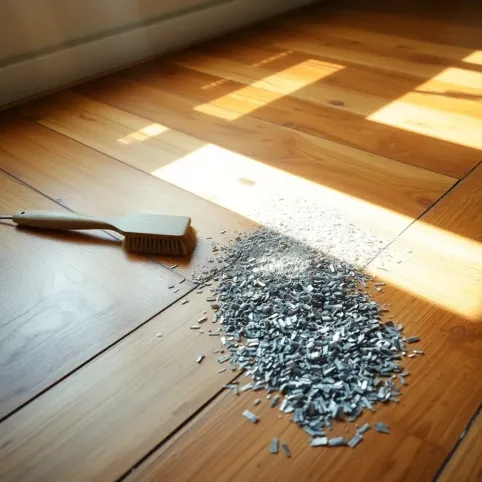 Czyszczenie drewnianej podłogi za pomocą metalowych opiłków