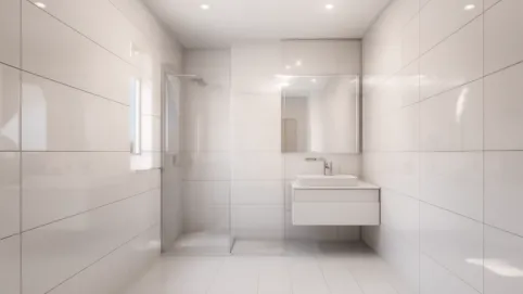 Duże płytki w małej łazience