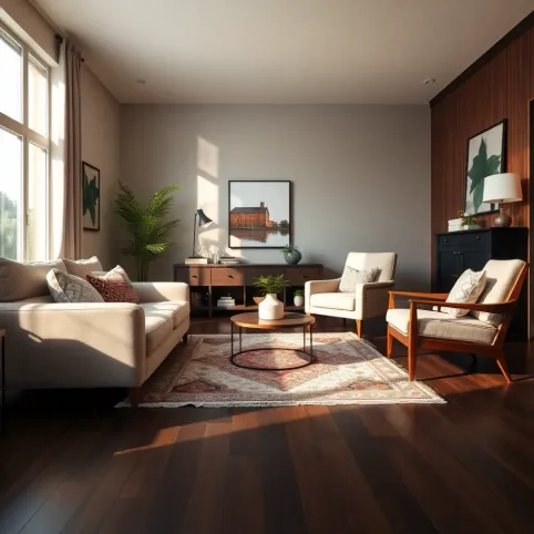 Jakie meble do salonu z ciemną podłoga