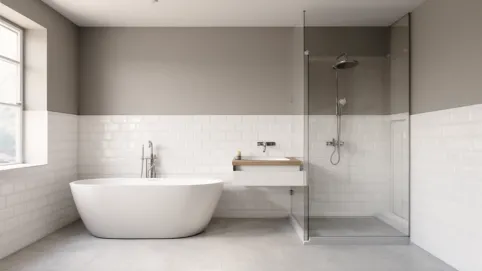 łazienki z płytkami do połowy ściany