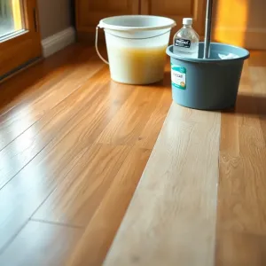 Mycie podłogi drewnianej wodą z octem