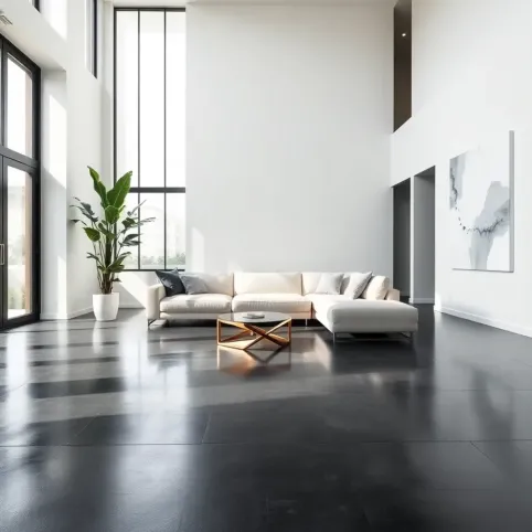 Nowoczesny salon z ciemną podłogą