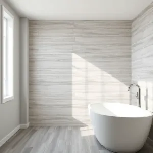 Panele podłogowe na ścianie w łazience