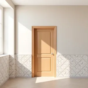 Płytki do połowy ściany a drzwi