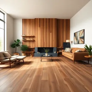 Płytki drewnopodobne w salonie aranżacje