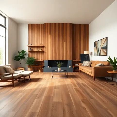 Płytki drewnopodobne w salonie aranżacje